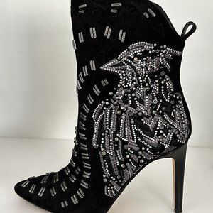 Sam Edelman Melina Black Bootie Suede Embellished Size 7.5